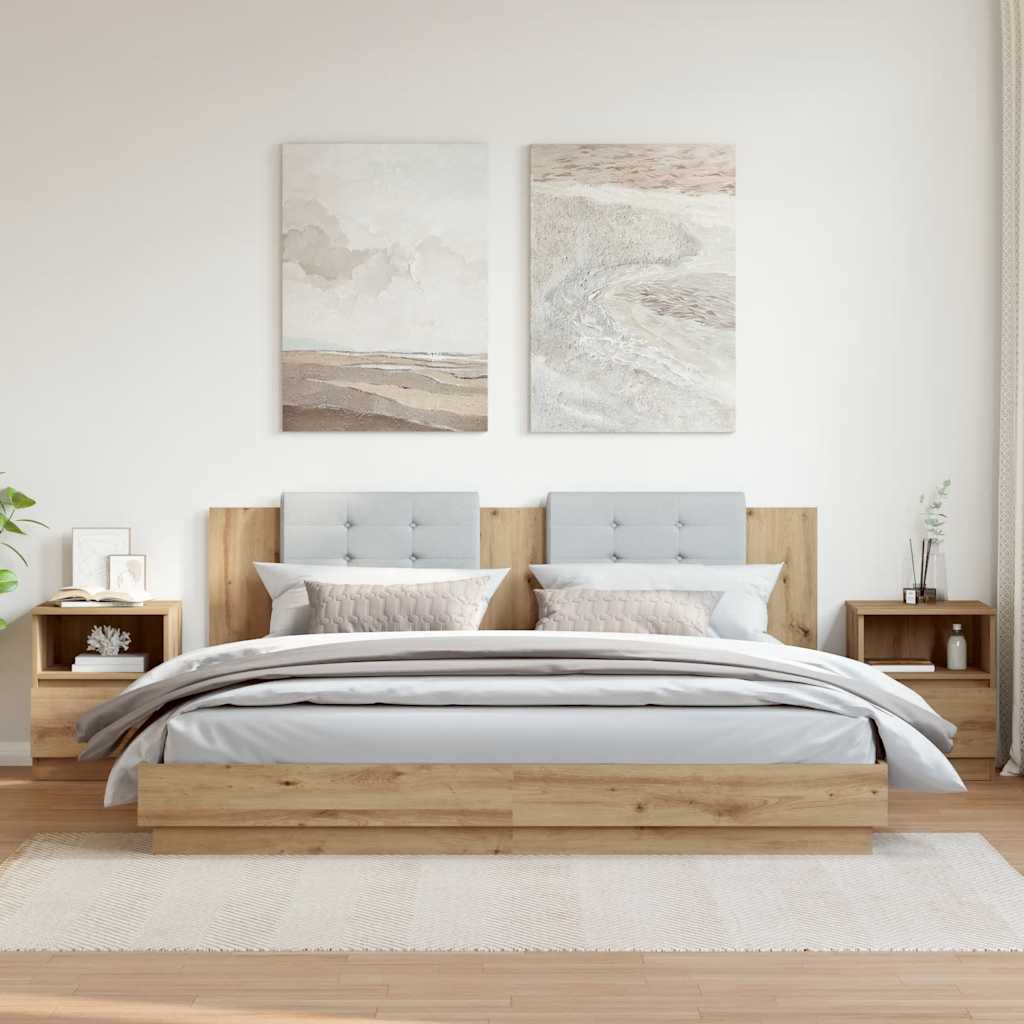 Noćni ormarići kom. 40x40x50 cm izrađeno drvo umjetni hrast - obrtnički hrast, 2 - number 1.