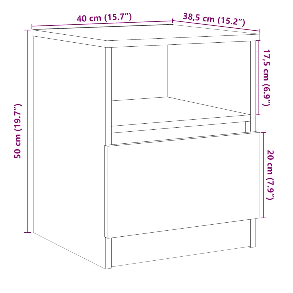 Noćni ormarići kom. 40x40x50 cm izrađeno drvo umjetni hrast - obrtnički hrast, 2 - number 11.