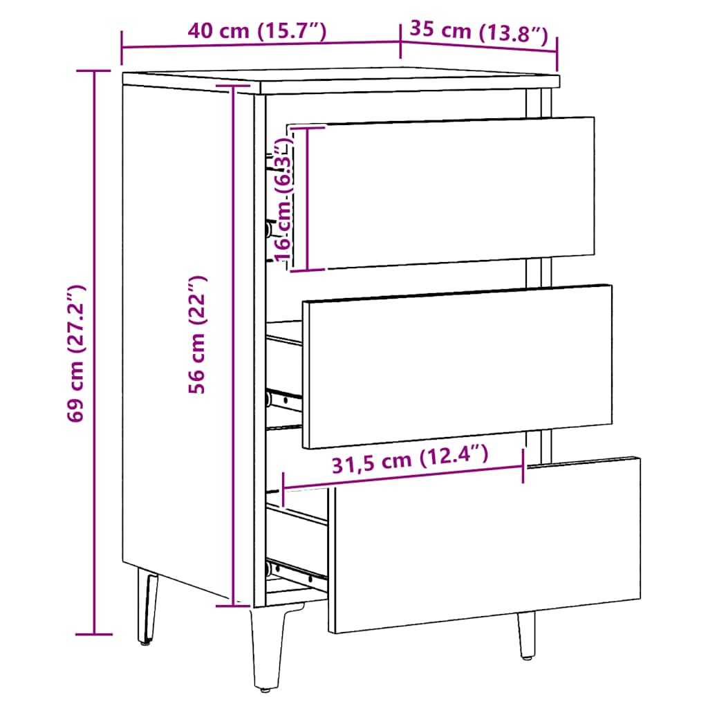 Sengeskab m. metalben 40x35x69 cm kunsteg - artisan eg, 1 - number 10.