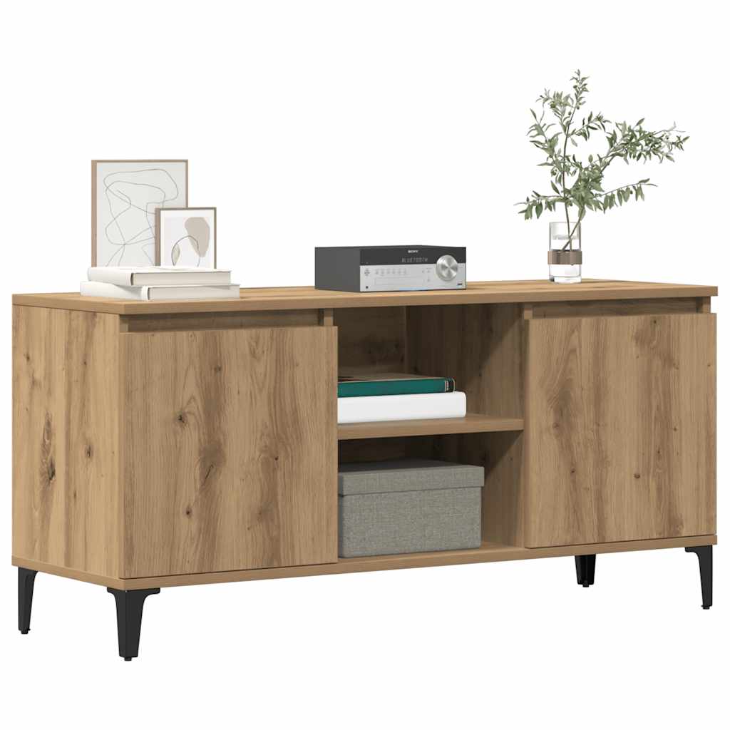 Stolik rtv 102x35x50 cm drewno klejone sztuczny dąb - dąb rzemieślniczy, 1 - number 1.