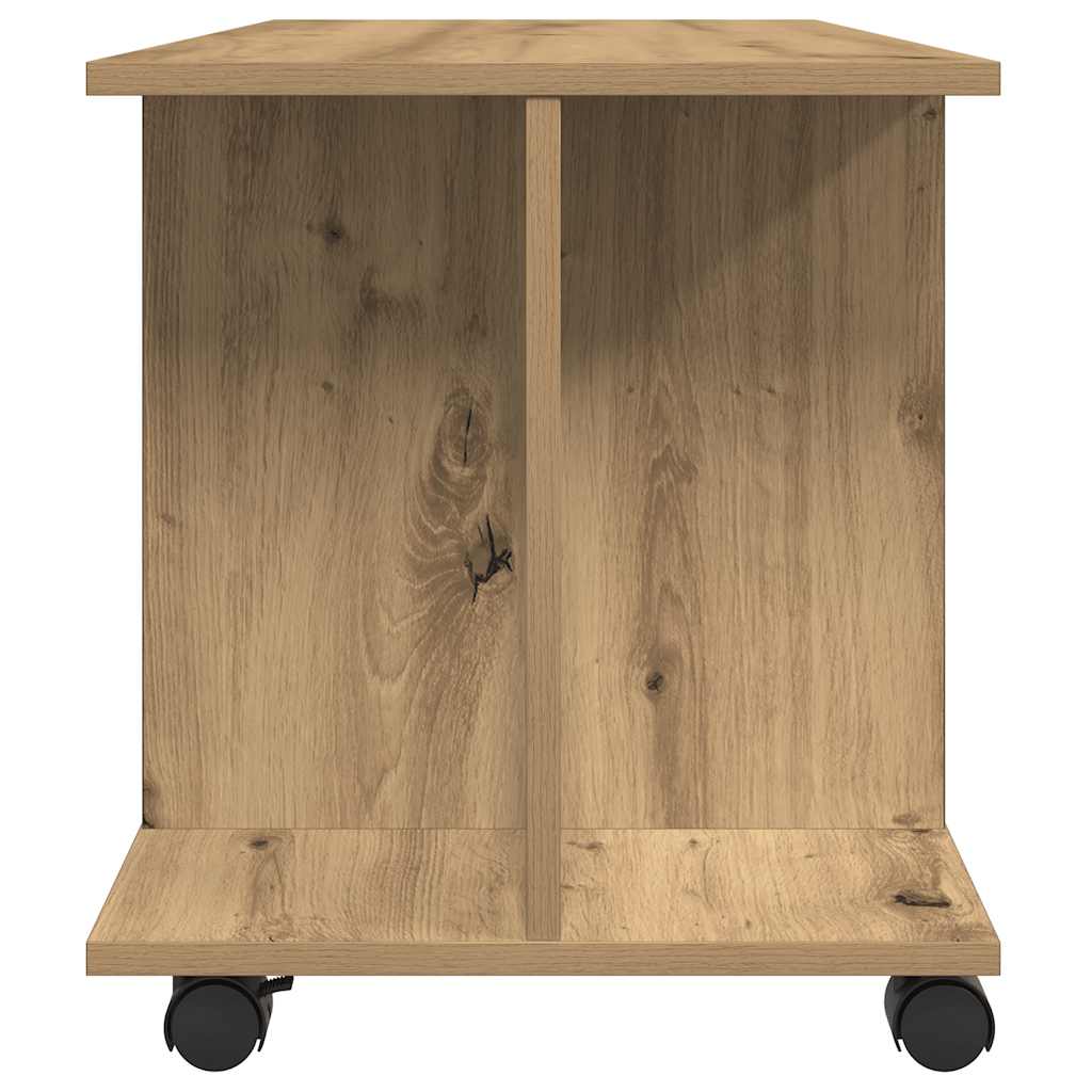 Tv cabinet with wheels 80x40x45 cm engineered wood artificial oak - artisan oak, 1 - number 5.