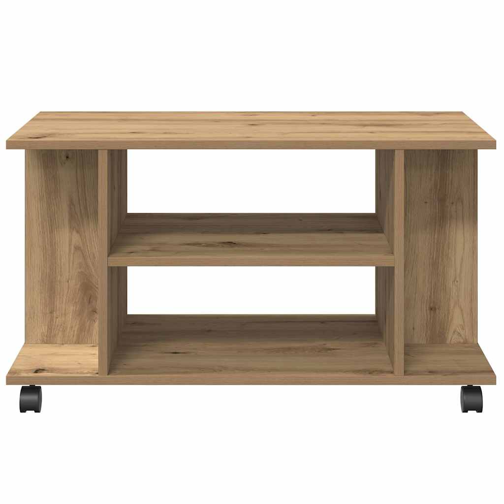 Tv cabinet with wheels 80x40x45 cm engineered wood artificial oak - artisan oak, 1 - number 4.