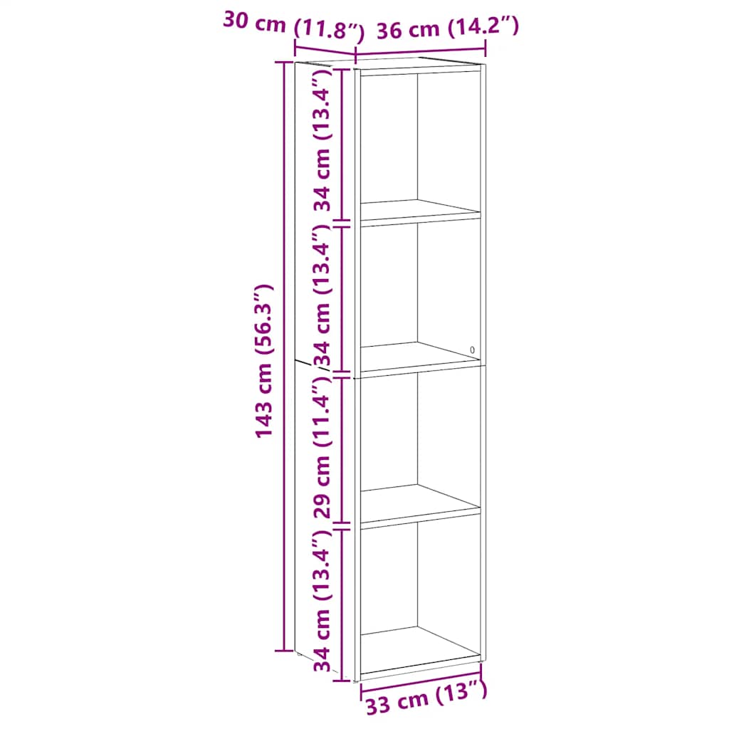 Bokhylle 36x30x143 cm konstruert tre kunstig eik - håndverk eik, 1, 143 cm, 36 cm - number 11.