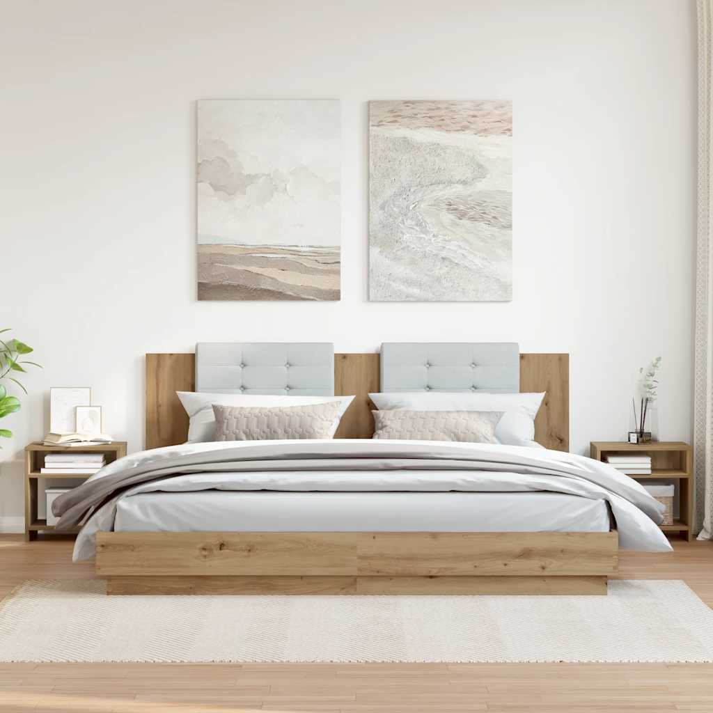 Sengeborde stk. 40x30x40 cm konstrueret træ kunsteg - egetræsfarvet, 2 - number 3.