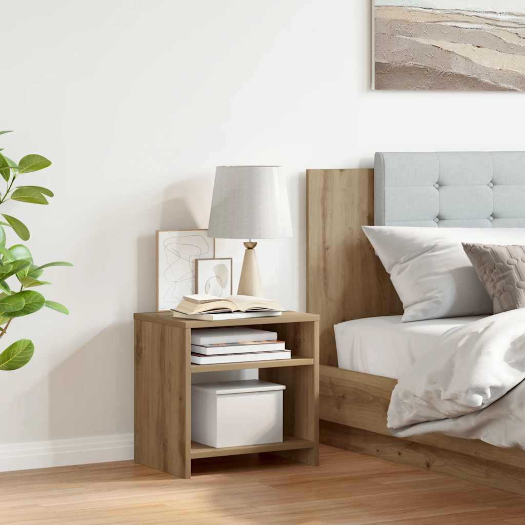 Sengebord 40x30x40 cm konstrueret træ kunsteg - egetræsfarvet, 1 - number 3.