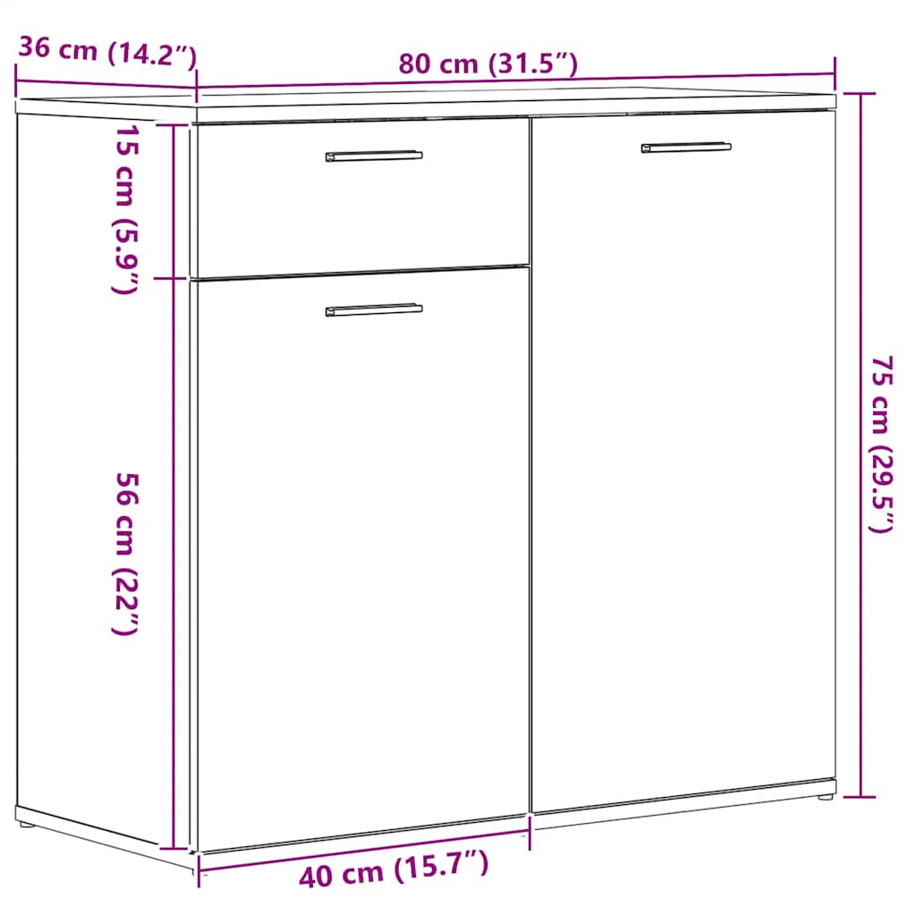 Sideboard konstruerat trä - hantverksek, 80 x 36 x 75 cm, 1 - number 11.