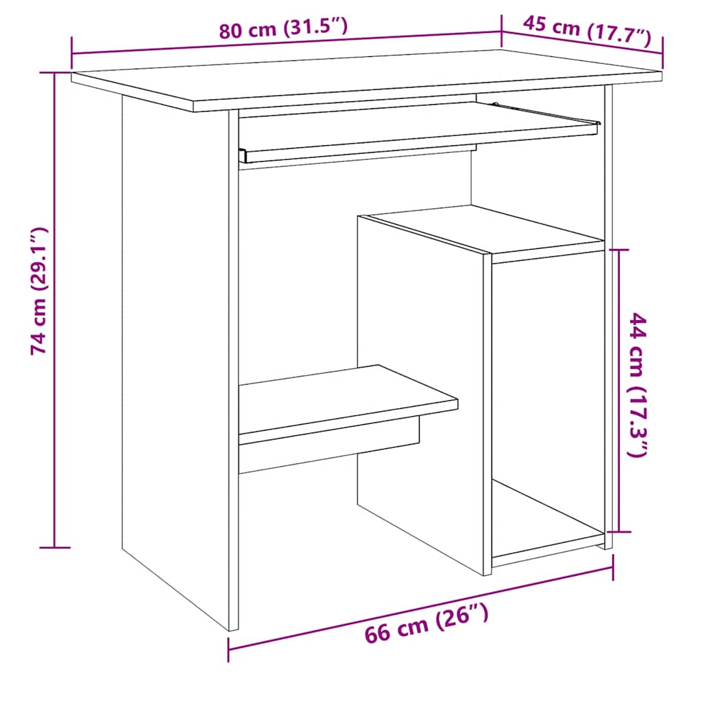 Biurko 80x45x74 cm drewno klejone sztuczny dąb - dąb rzemieślniczy - number 10.