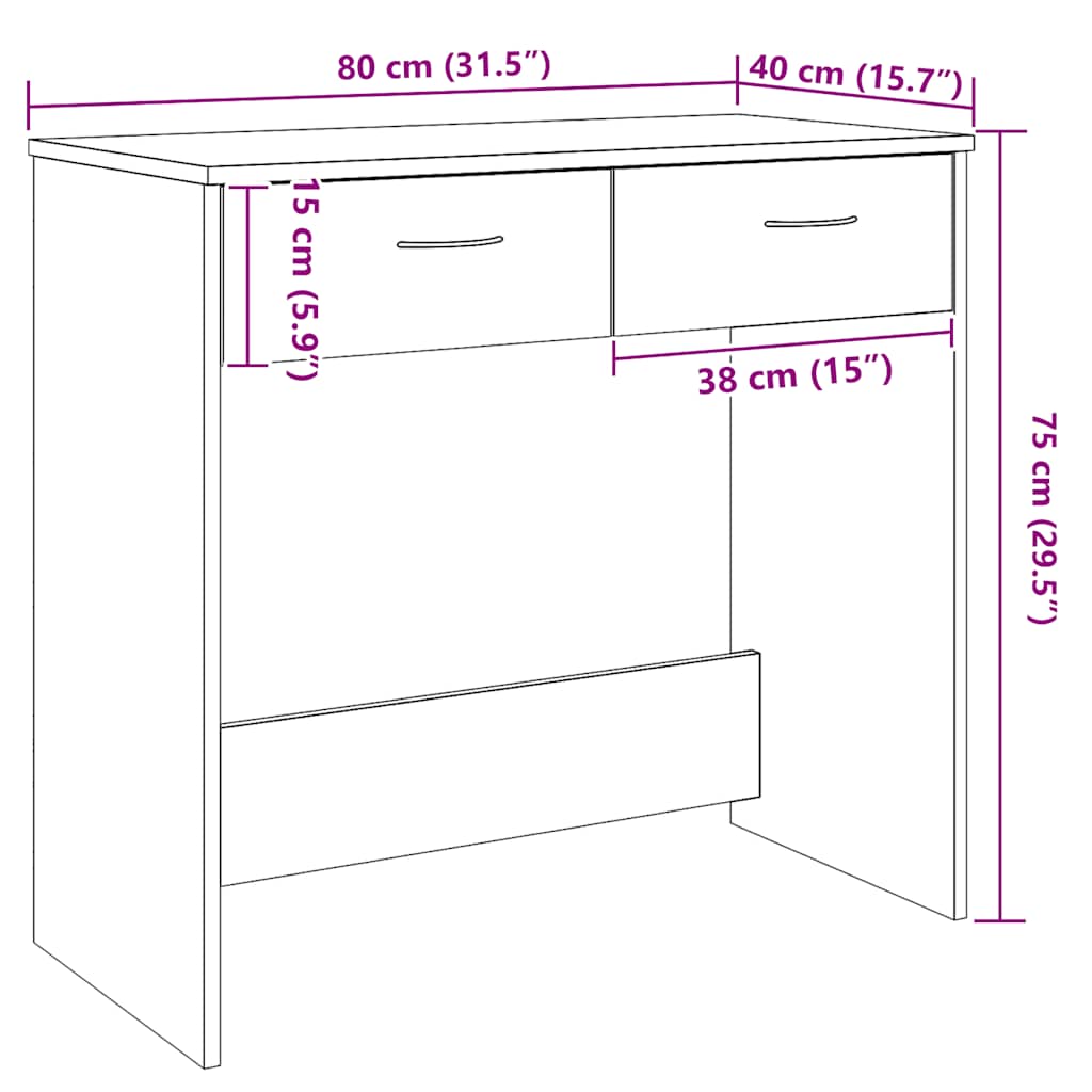 Biurko 80x40x75 cm drewno klejone sztuczny dąb - dąb rzemieślniczy - number 11.