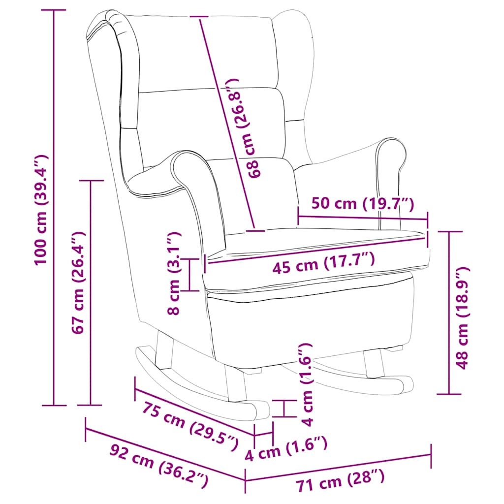Krzesło bujane 74x90x102 cm materiał - czarny, 1, bez podnóżka - number 9.