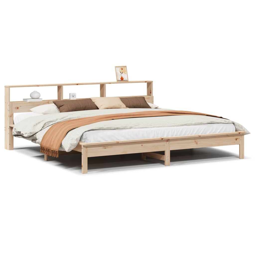 Bed frame without mattress solid pine - golden brown, 140 x 190 cm - number 2.