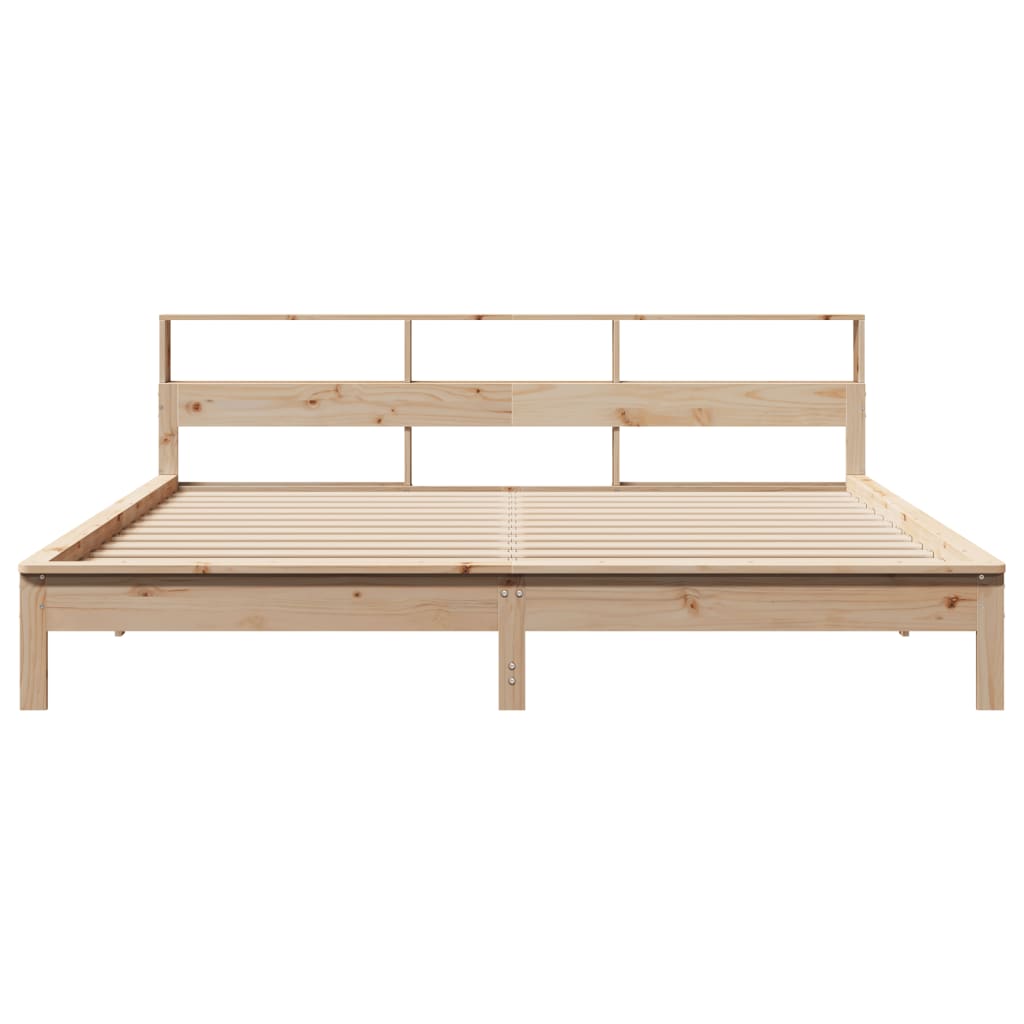 Bed frame without mattress solid pine - golden brown, 140 x 190 cm - number 4.