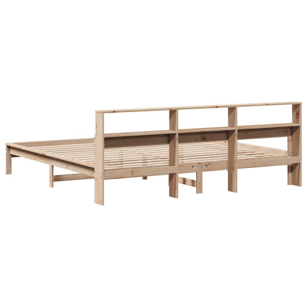 Bed frame without mattress solid pine - golden brown, 140 x 190 cm - number 6.