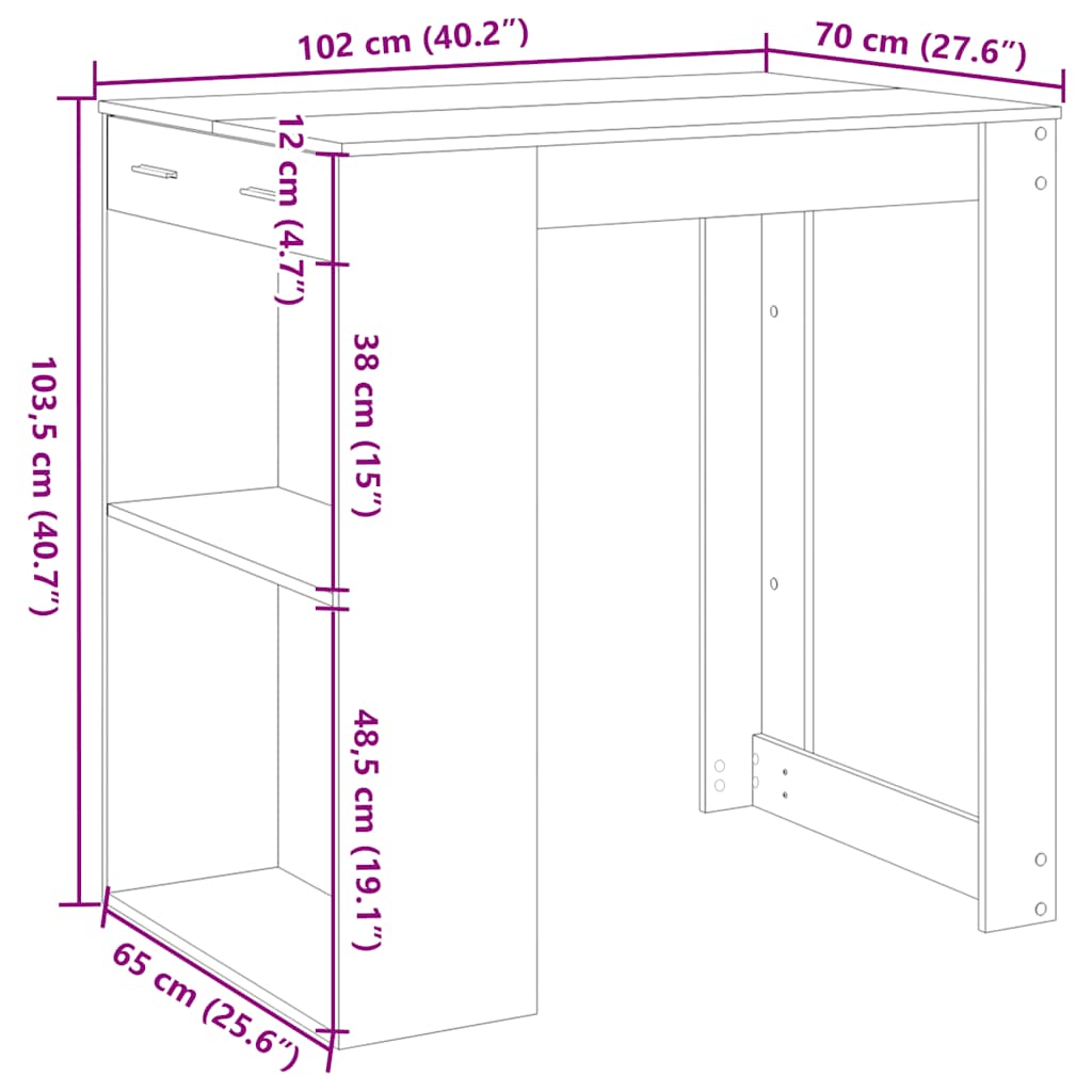 Barbord 102x70x103,5 cm konstrueret træ - sort, 1 - number 10.
