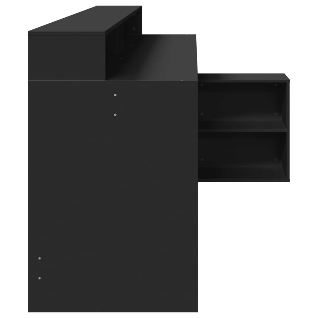 Biurko ze światłem led 200x104x91 cm zbudowane drewno - czarne - number 7.