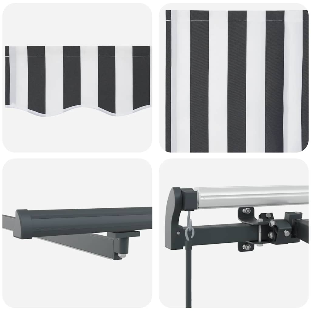 Tenda s karikama 600x300 cm ručno upravljanje antracit siva i bijela - number 11.