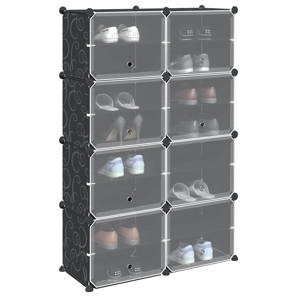 Cube-shaped storage boxes 8 pcs. with doors pp black - 84 x 31.5 x 123.5 cm, 1 - number 1.