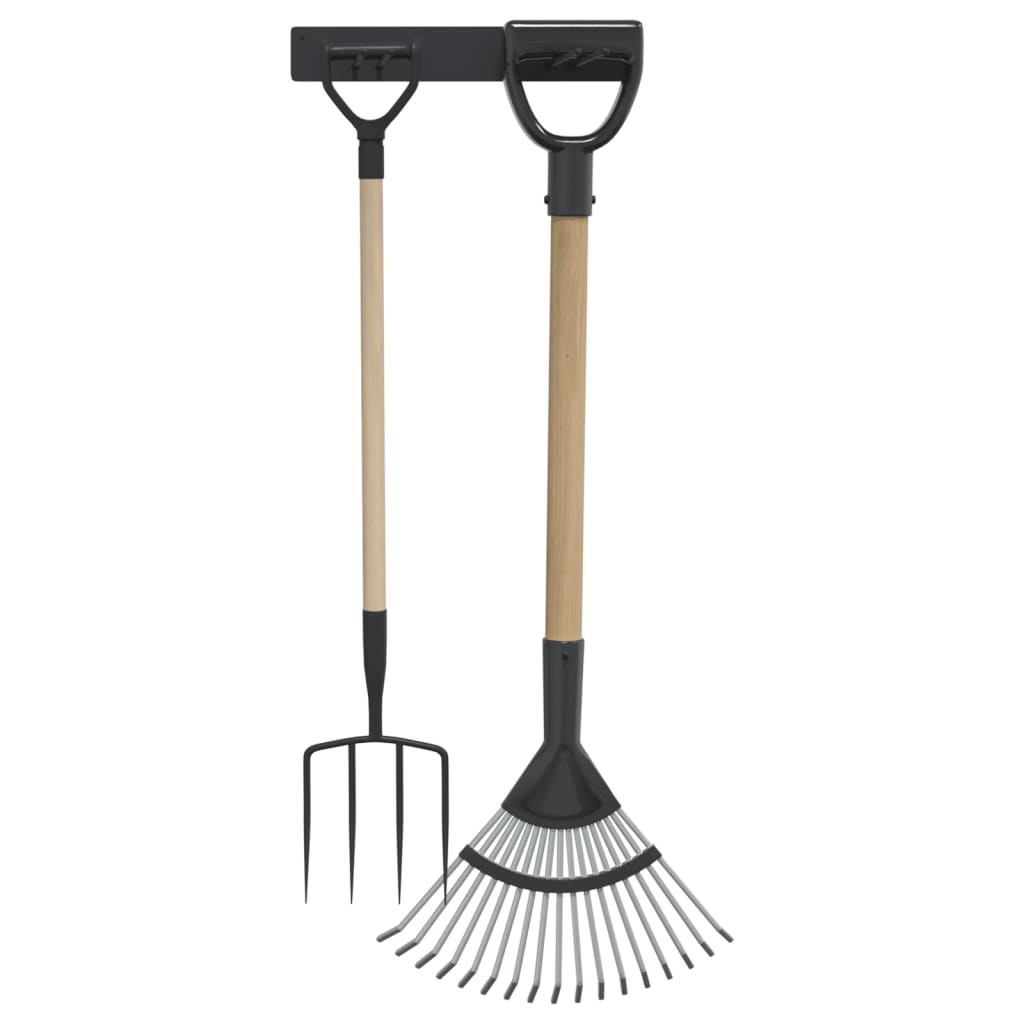 Stalak za pohranjivanje vrtnog alata zidni čelik crni - number 4.