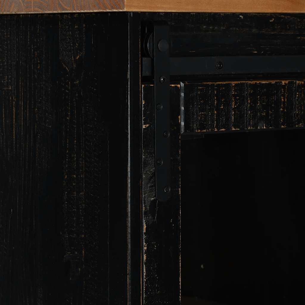 Vinski ormar halden s vinskim nosačima i borovim kliznim vratima - crna, 1 - number 7.