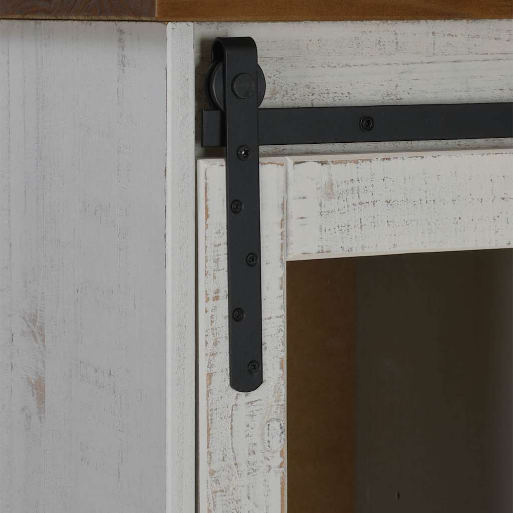 Skænk halden med skydedør 80x40x80 cm massivt træ hvid - number 7.