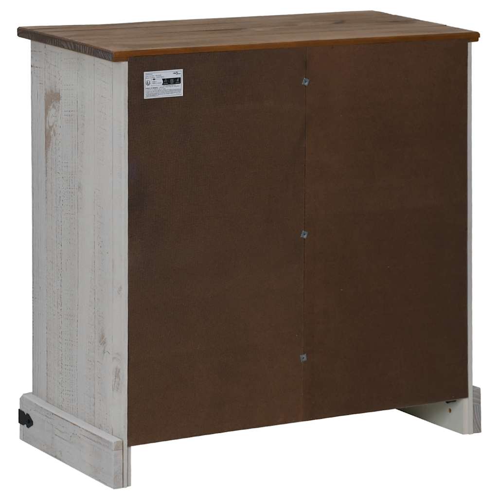 Skænk halden med skydedør 80x40x80 cm massivt træ hvid - number 6.