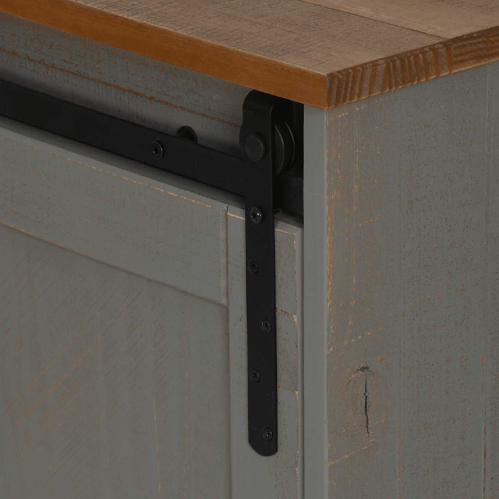 Tv -bord hale 2 skyvedører 150x40x60 cm massivt tre grå - number 7.