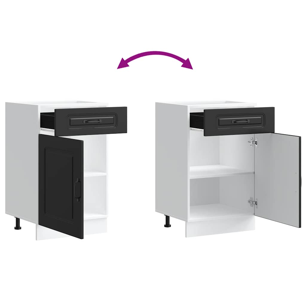 Køkkenunderskab kalmar konstrueret træ - sort, 1, 1x underskab (1 låge 1 skuffe) 50 cm, x - number 9.