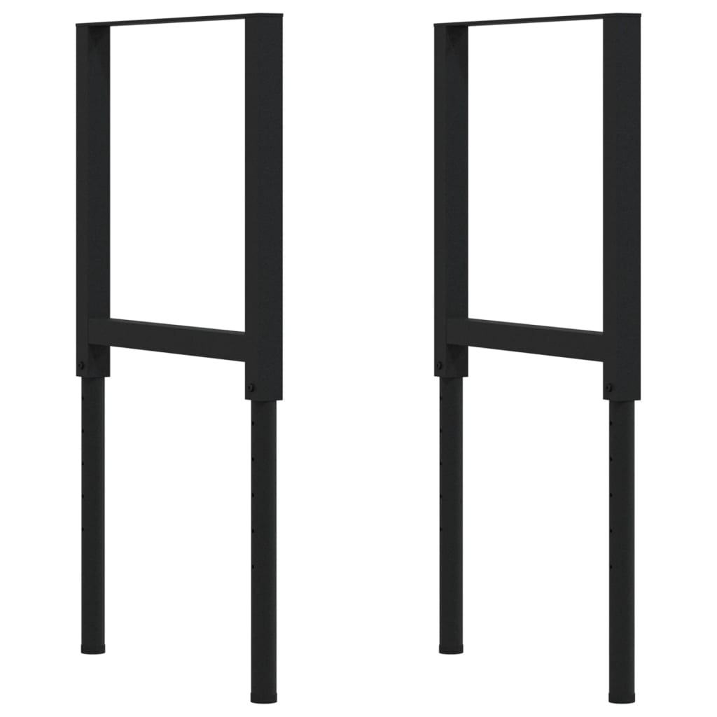 Arbejdsbænk 100x60x(71,5-98) cm massivt egetræ rektangulær - mørkebrun og sort, 100 x 60 x (71.5-98) cm, 1 - number 5.