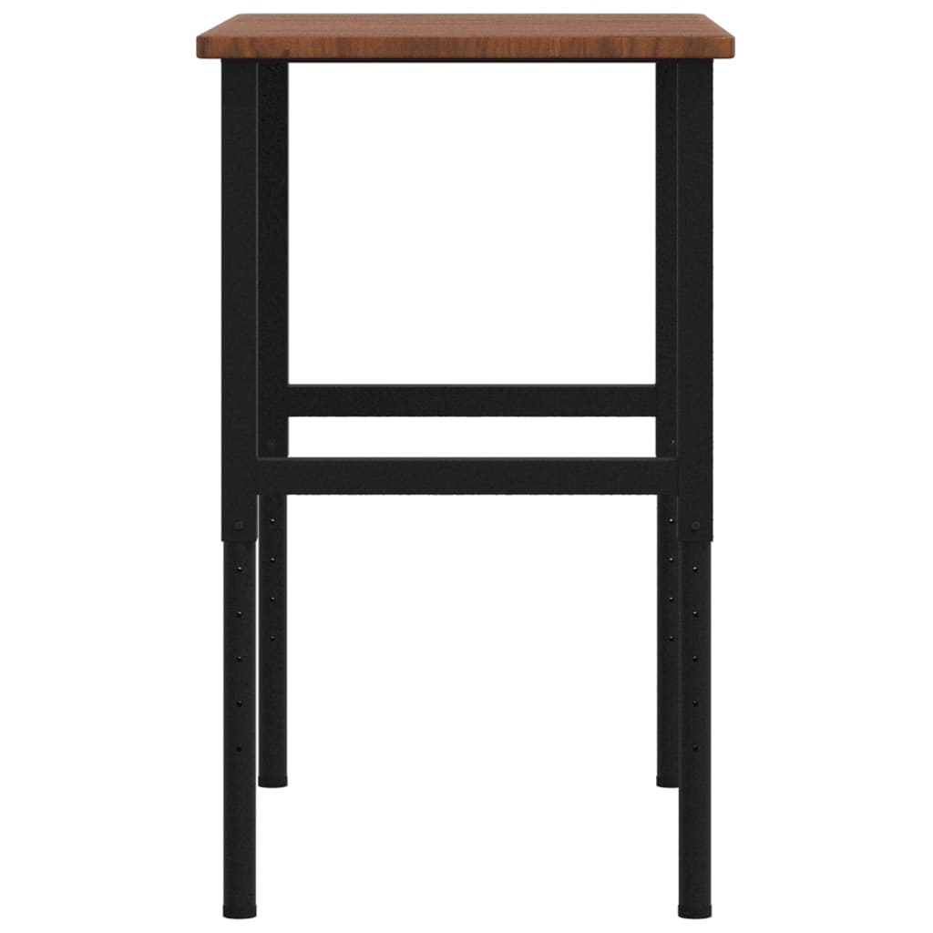 Arbejdsbænk 100x60x(71,5-98) cm massivt egetræ rektangulær - mørkebrun og sort, 100 x 60 x (71.5-98) cm, 1 - number 6.