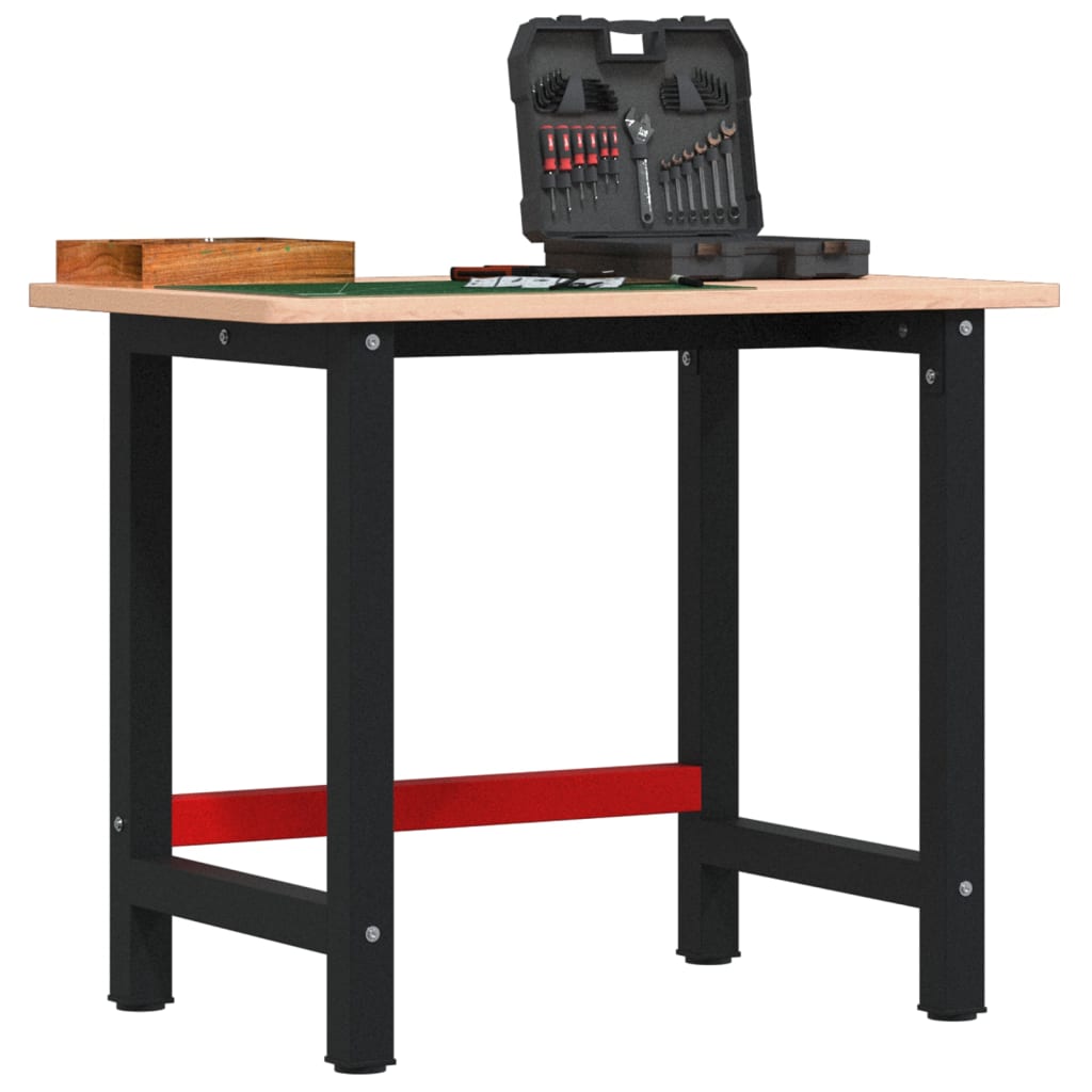 Arbejdsbænk 100x60x81,5 cm massivt bøgetræ rektangulær - naturfarvet, 100 x 60 x 81.5 cm, 1 - number 1.