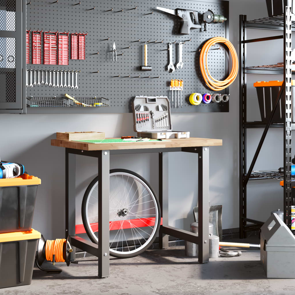 Arbejdsbænk massivt akacietræ rektangulær - naturfarvet, 100 x 60 x 83 cm, 1 - number 3.