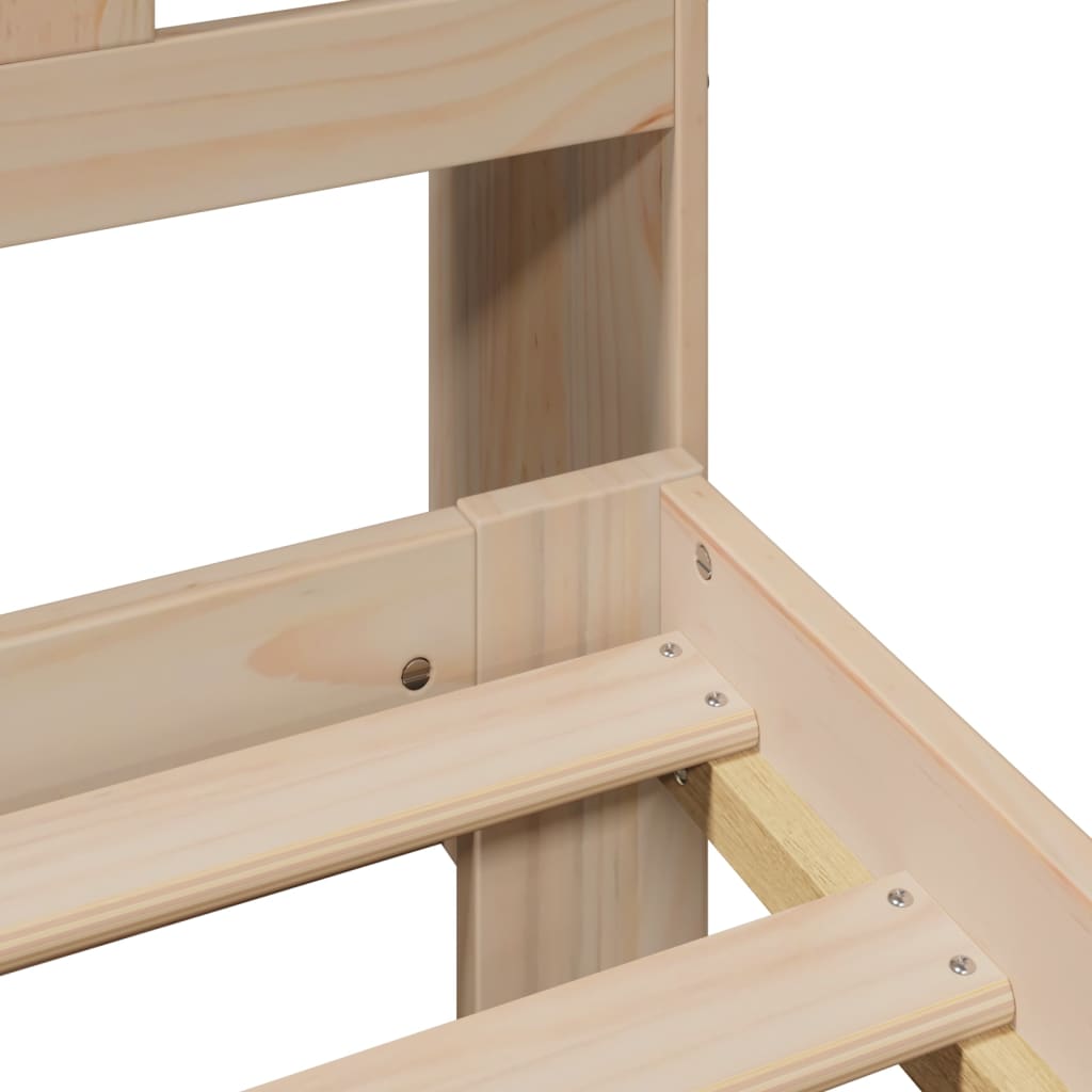 Seng med reol uden madras massivt fyrretræ - naturfarvet, 135 x 190 cm - number 9.
