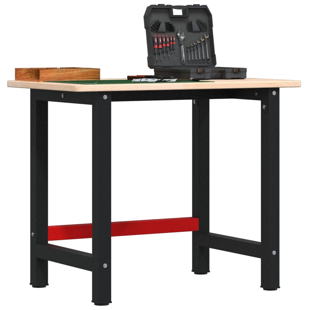 Arbejdsbænk 100x60x81,5 cm massivt egetræ rektangulær - brun, 100 x 60 x 81.5 cm, 1 - number 1.