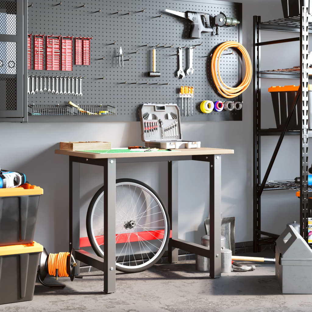 Arbejdsbænk 100x60x81,5 cm massivt egetræ rektangulær - brun, 100 x 60 x 81.5 cm, 1 - number 3.