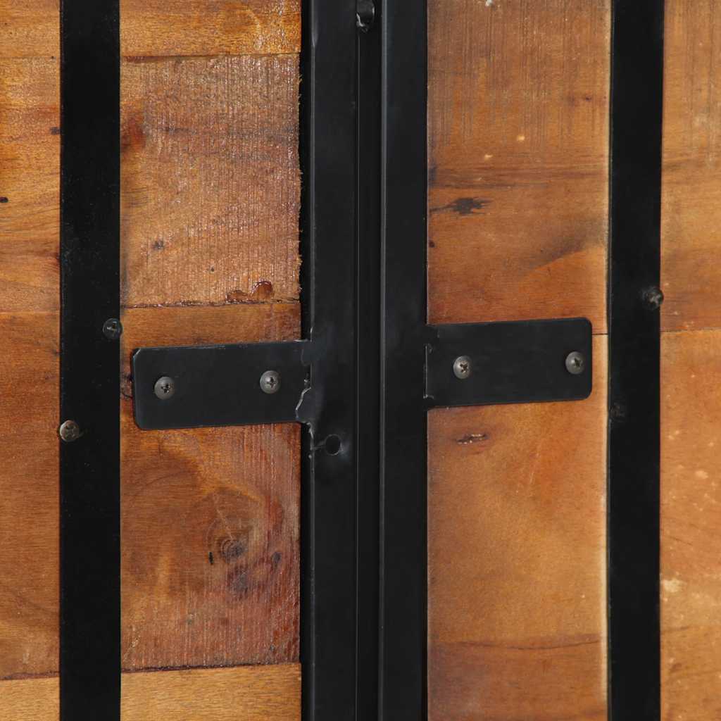 Sengegavl massivt genbrugstræ og jern - 160 cm, 1, massivt genanvendt træ - number 5.