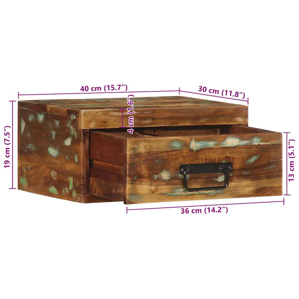 Stolik nocny ścienny lite drewno odzyskane - 1, lite drewno odzyskane - number 12.