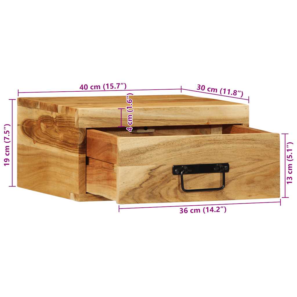 Zidni noćni ormarić - 1, puno bagremovo drvo - number 12.