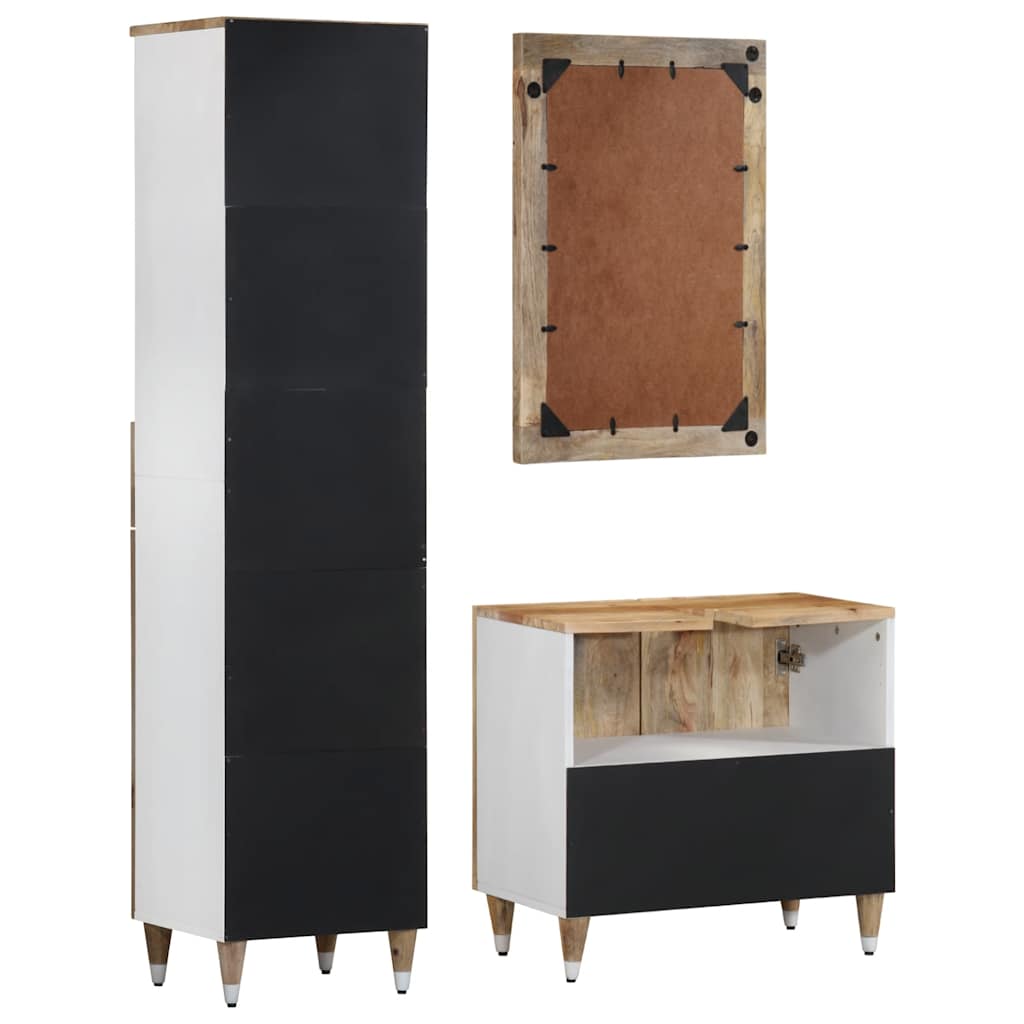 Badeværelsesmøbelsæt 3 dele massivt mangotræ - number 7.