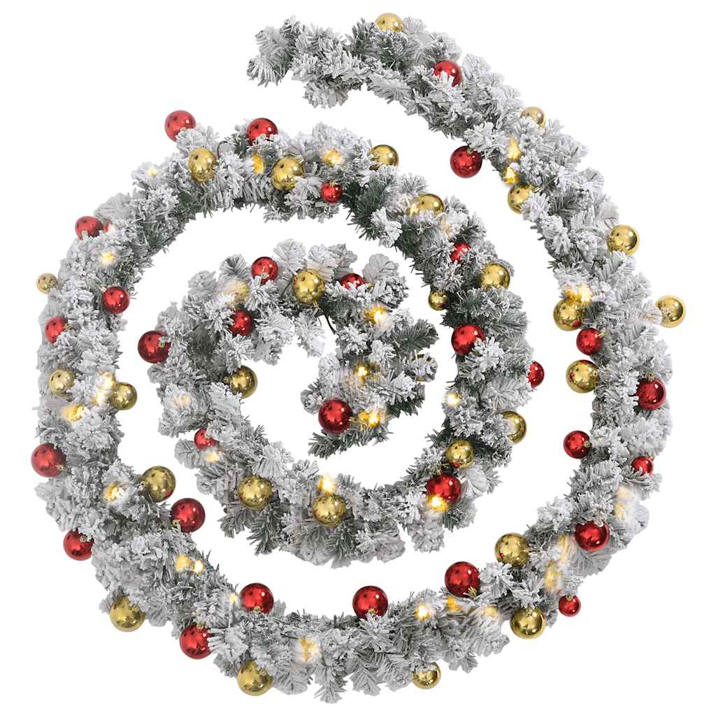Juleguirlande med kugler og led-lys 5 m pvc grøn - number 3.