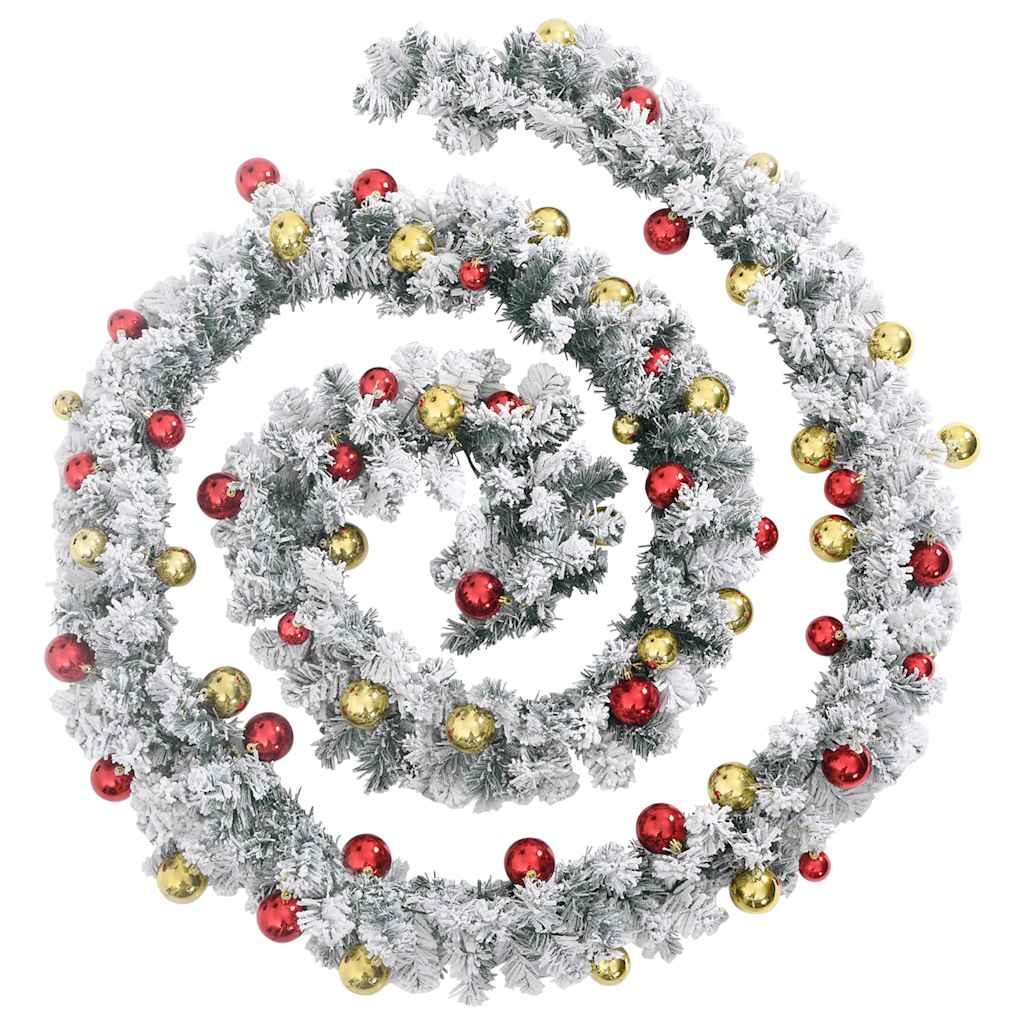 Guirlande de noël avec boules et lumières led 10 m pvc vert - number 2.