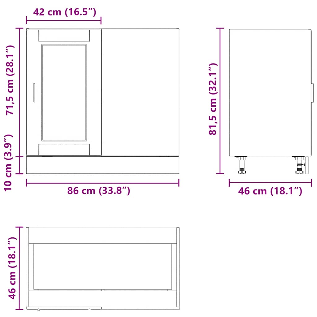 Kuhinjski apartman poštarine strukturno drvo - bijelo, 1, 1x kutni ormar (1 vrata) 86 cm, x - number 12.