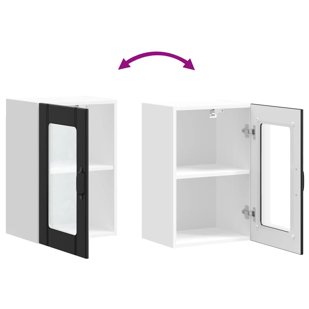 Køkkenvægskab med glasdør lucca - sort, 1, 1 x væghængt glasskab (1 låge) 40 cm, x - number 10.