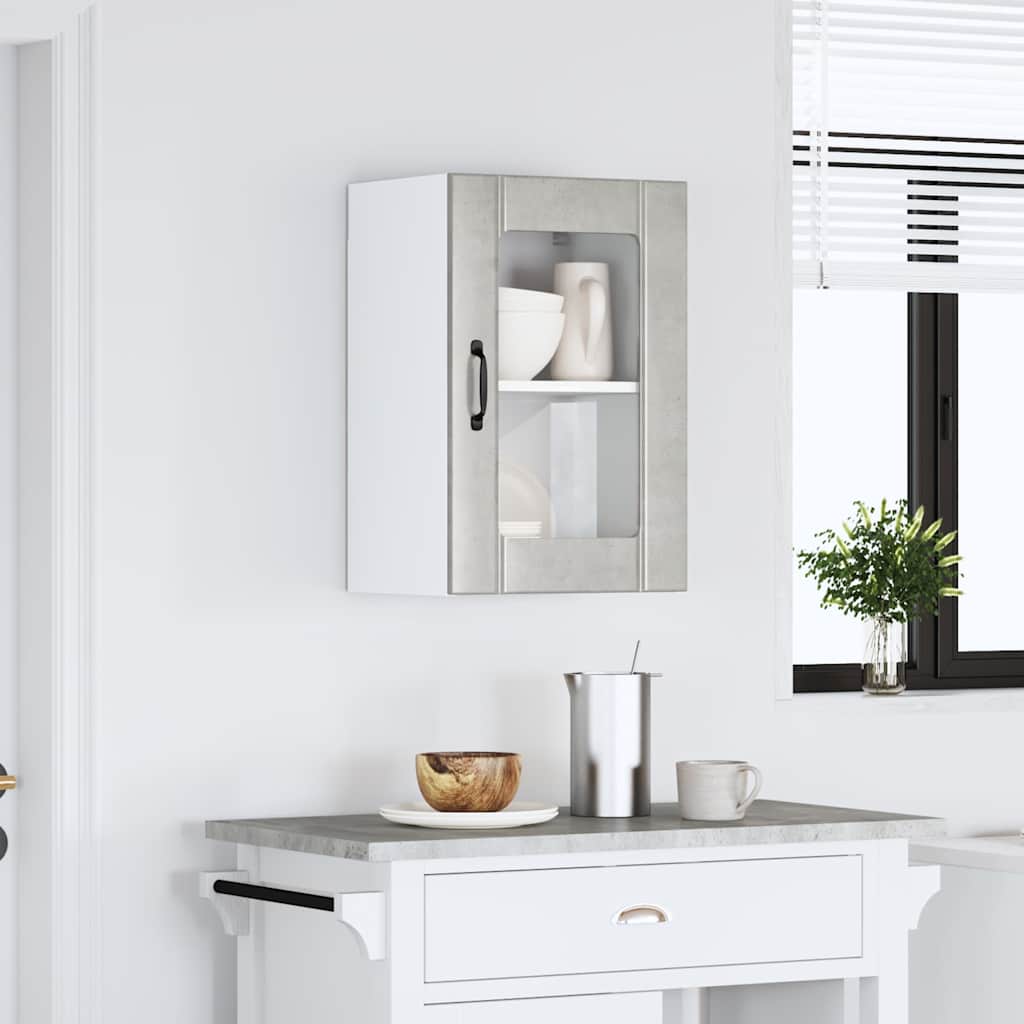 Køkkenvægskab med glasdør lucca - betongrå, 1, 1 x væghængt glasskab (1 låge) 40 cm, x - number 3.