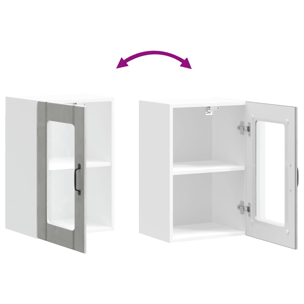 Køkkenvægskab med glasdør lucca - betongrå, 1, 1 x væghængt glasskab (1 låge) 40 cm, x - number 10.