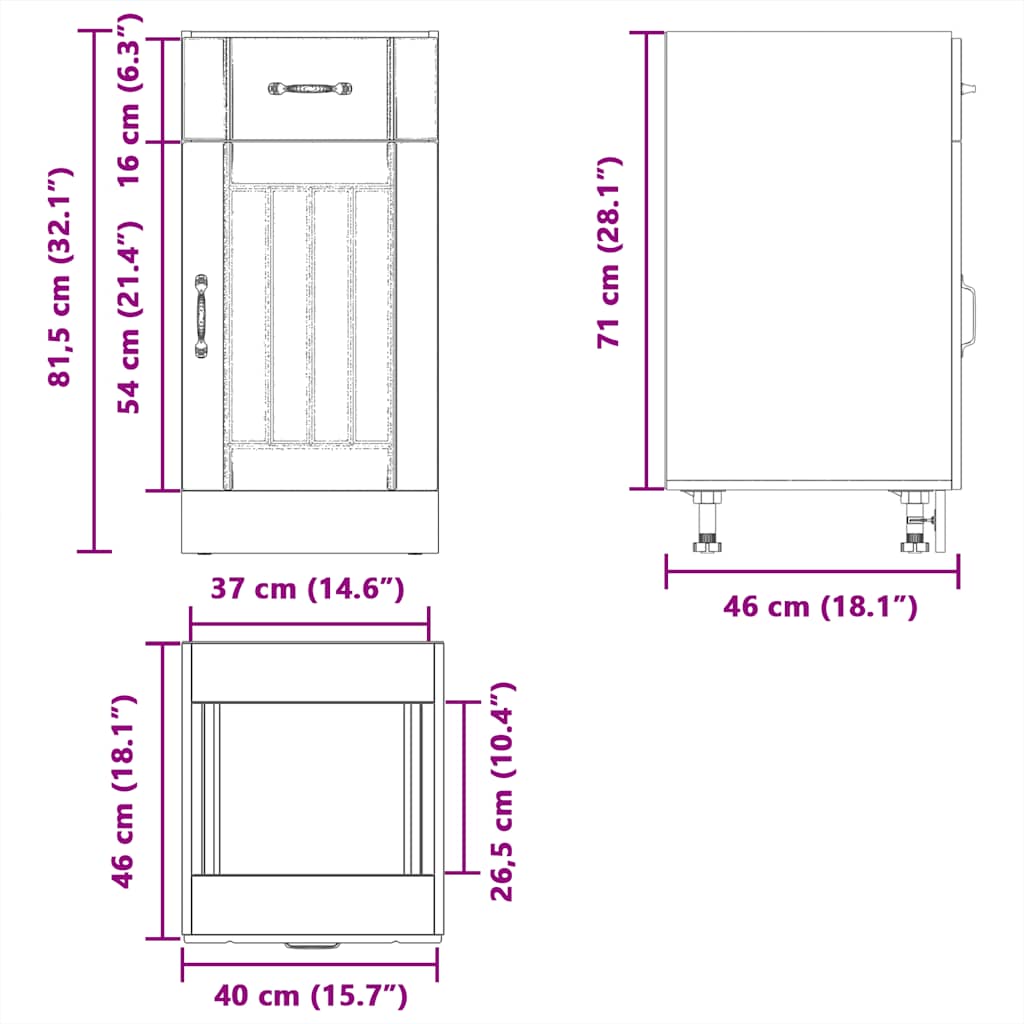 Kuhinja prikladna lucca izgrađena drva - bijelo, 1, 1x ormar (1 vrata 1 ladica) 40 cm, x - number 12.