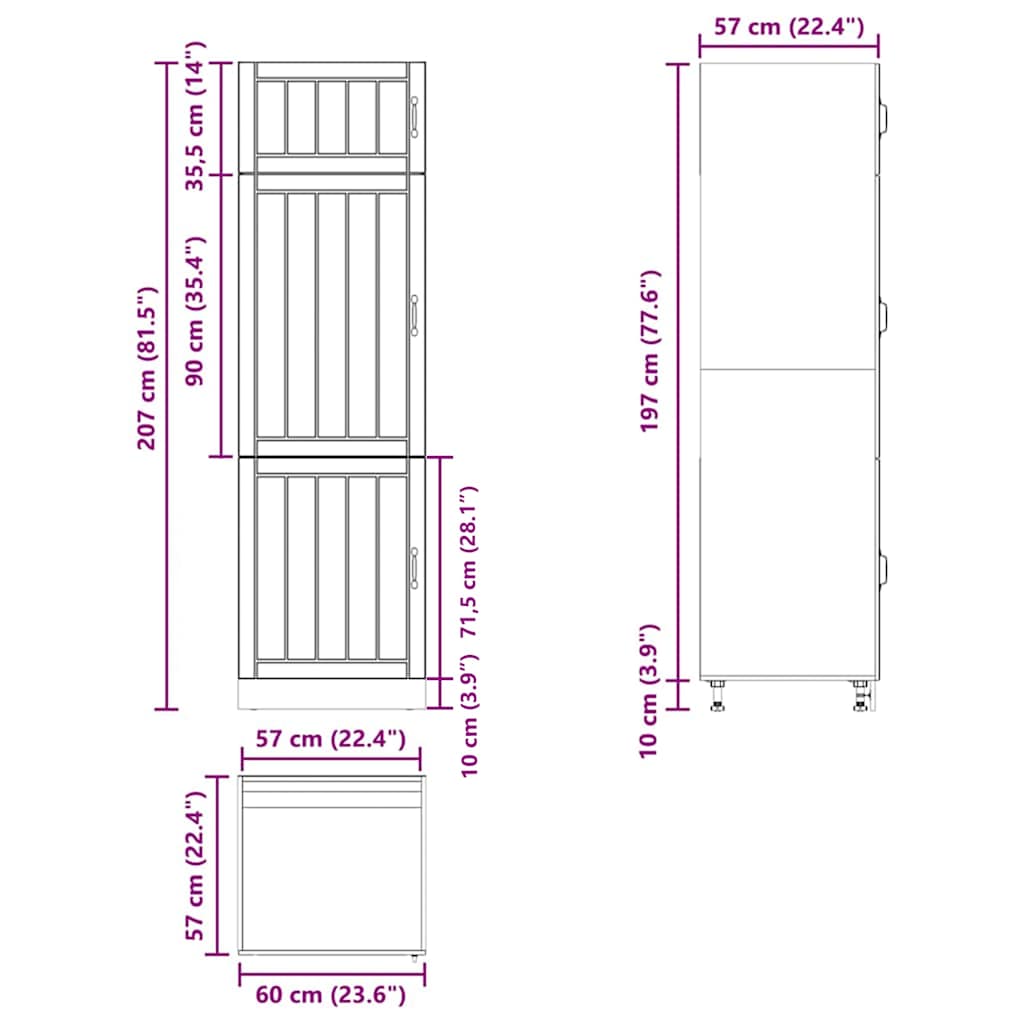 Kuhinjski element lucca izrađeno drvo - bijeli, 60 x 57 x 207 cm, 1, ormar - number 11.
