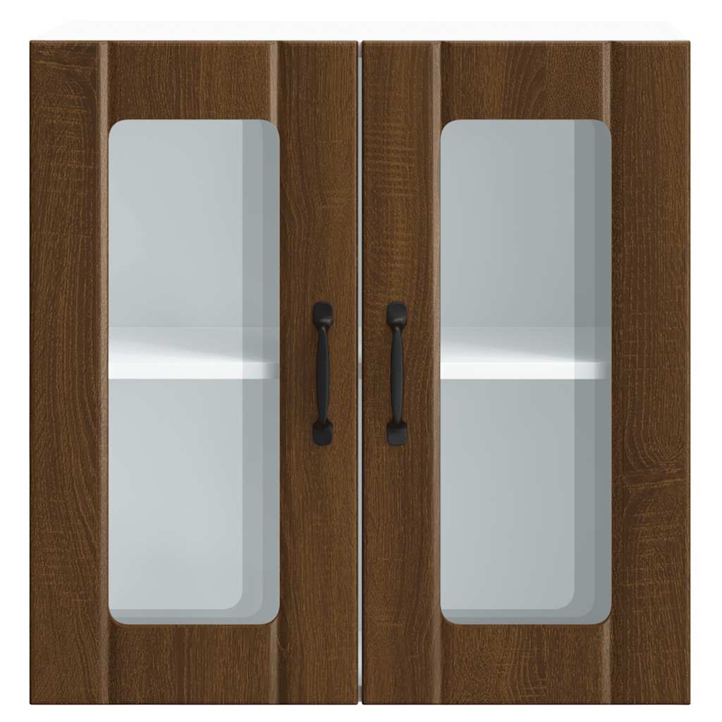 Køkkenvægskab med glasdør lucca brun egetræsfarve - brun eg, 1, 1x væghængt glasskab (2 låger) 60 cm, x - number 6.