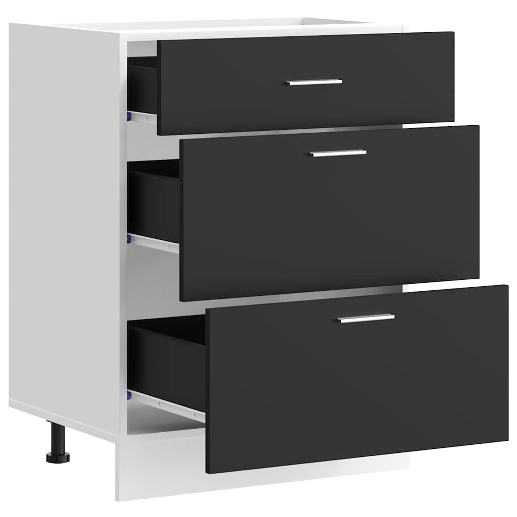 Køkkenunderskab konstrueret træ - sort, 1, 1x underskab (3 skuffer) 60 cm, x - number 5.