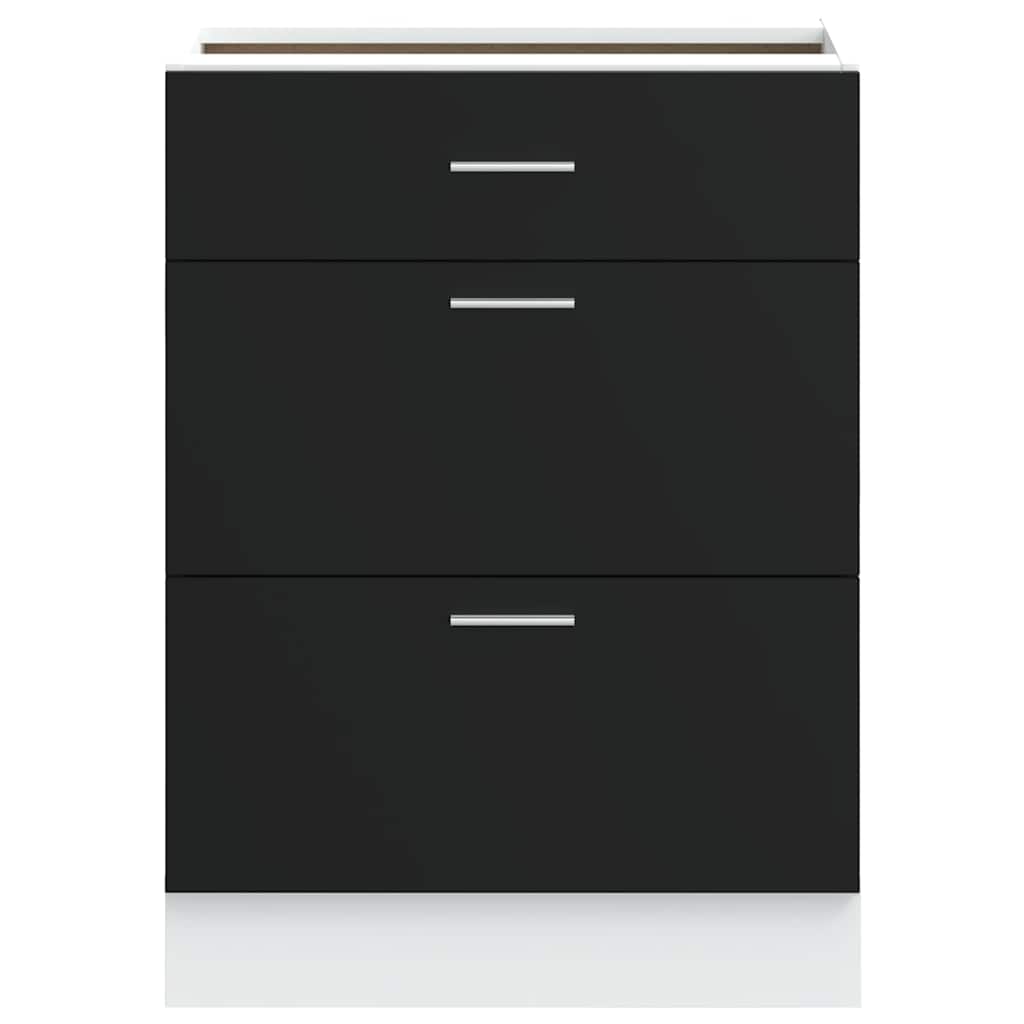 Køkkenunderskab konstrueret træ - sort, 1, 1x underskab (3 skuffer) 60 cm, x - number 4.