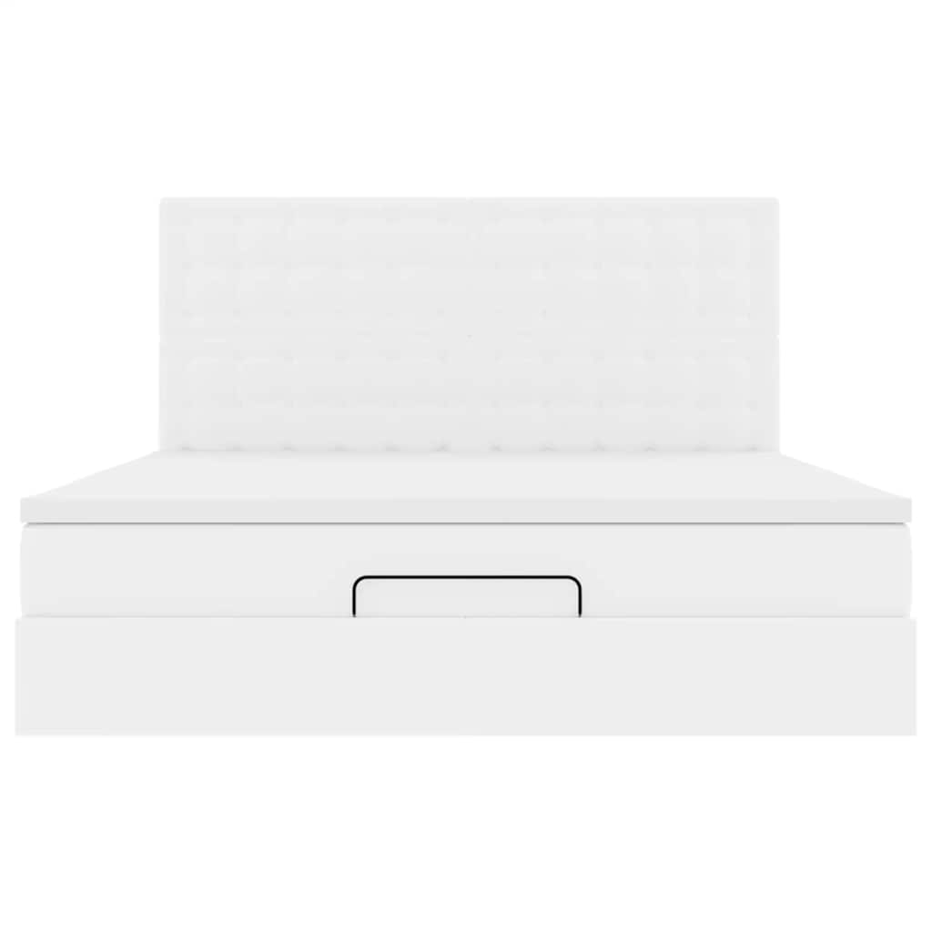 Osmannisk sengeramme med madras 180x200 cm kunstlæder hvid - number 8.