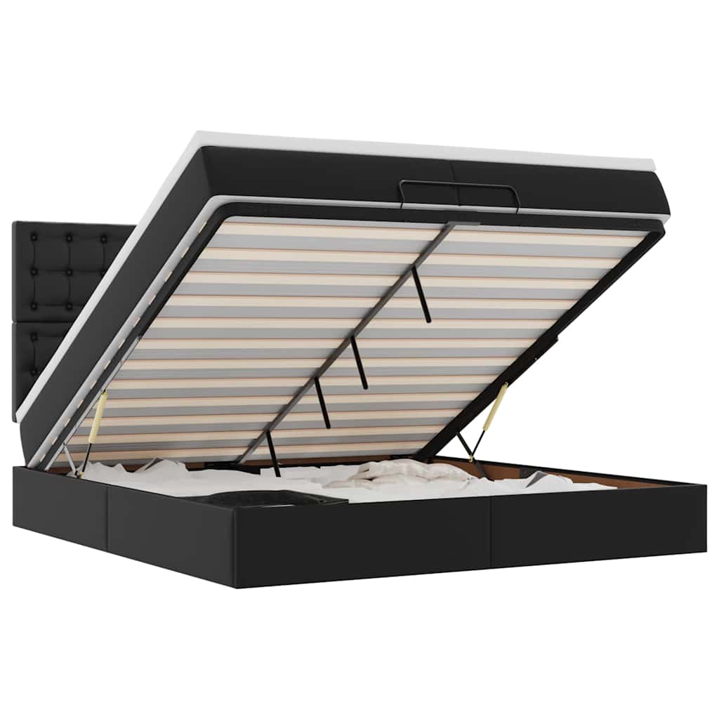 Osmannisk sengeramme med madrasser 200x200 cm kunstlæder sort - number 2.